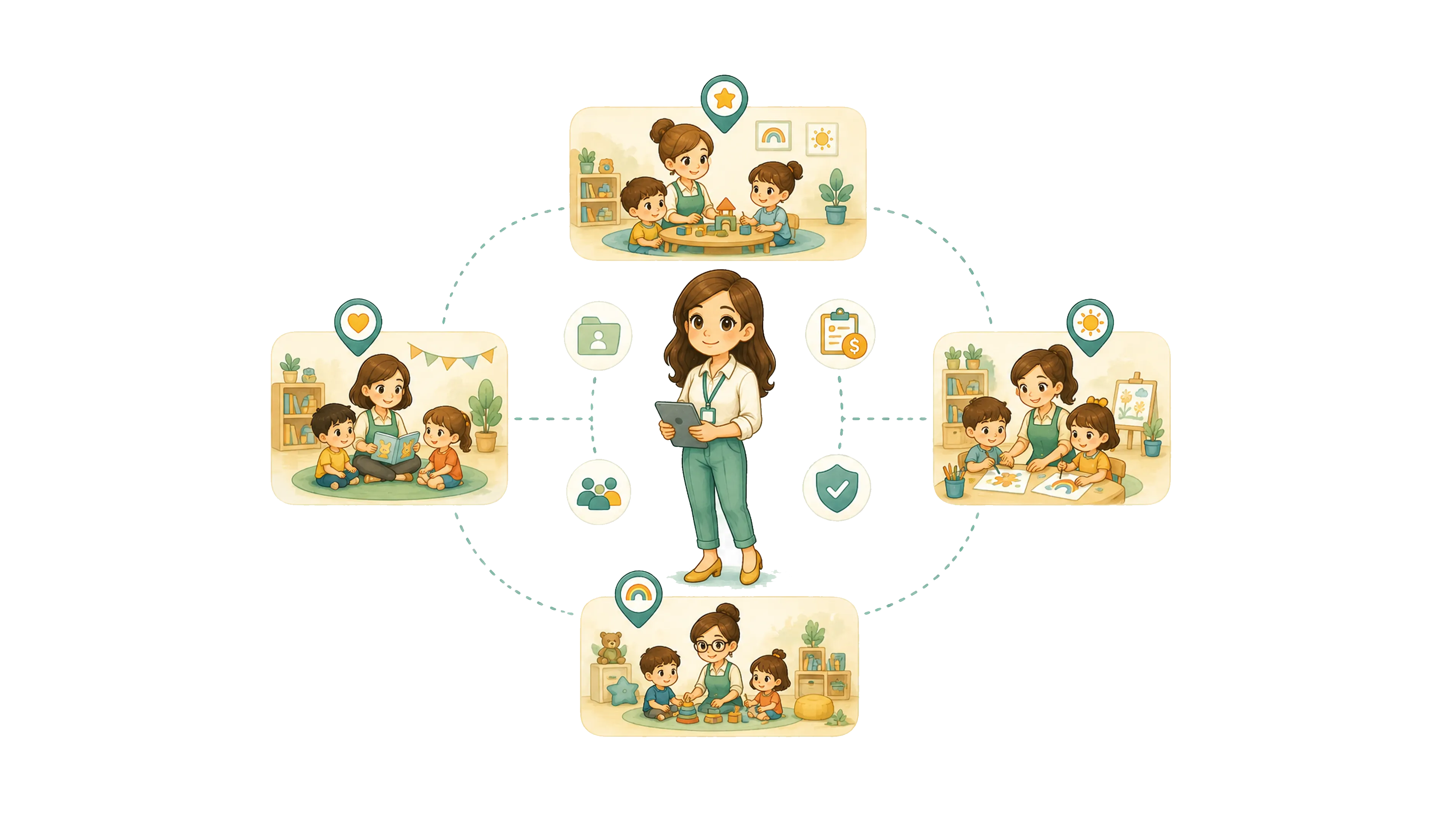 Childcare management software connecting multiple locations